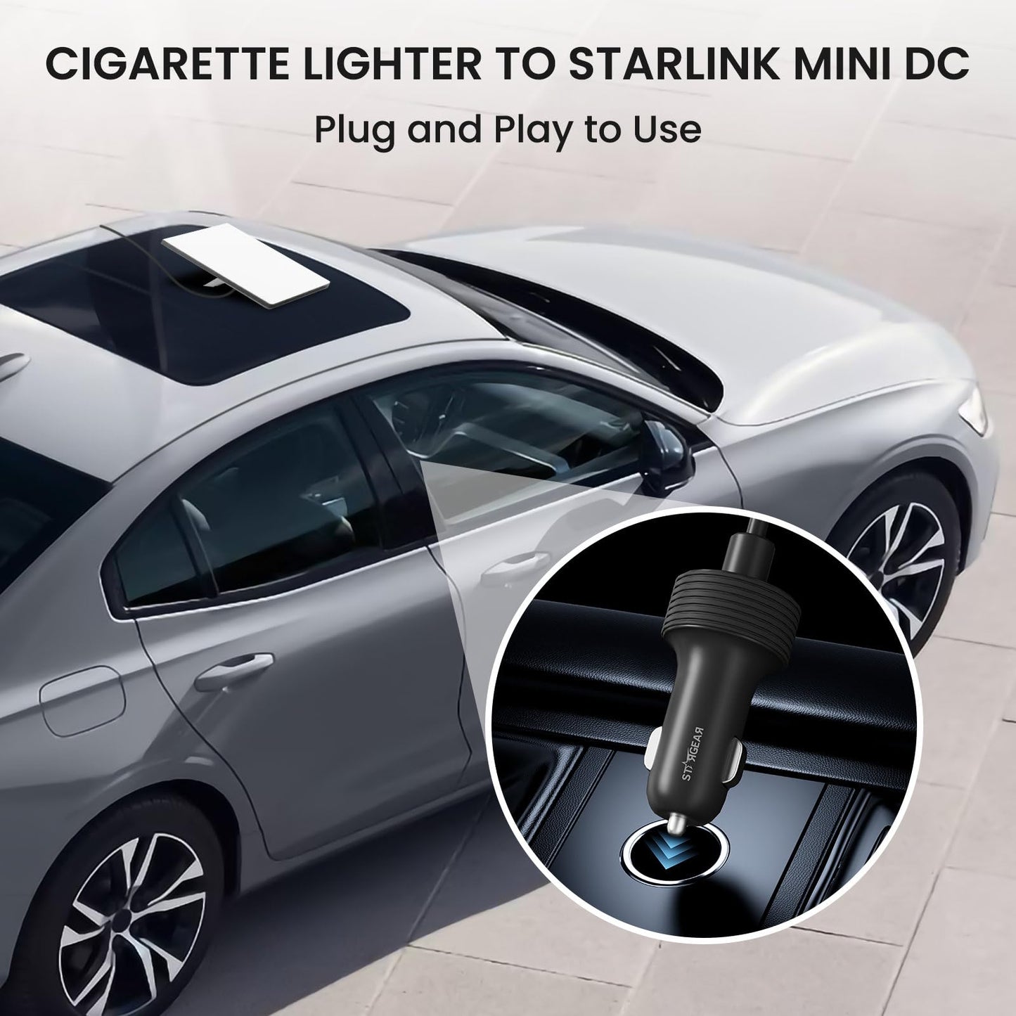 Starlink Mini 12V Power Cable 10FT | Heavy Duty Car Charger to DC Adapter - starlink6.com